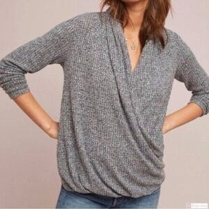 Anthropologie Akemi Kin Cowl Neck Faux Wrap Sweater Size S